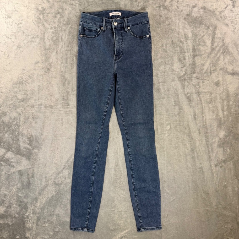 Good American Good‎ Waist High Rise Skinny Jeans Women's 0/24 Blue Denim Pants